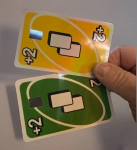 GREEN & YELLOW UNO Credit Debit Card Skin Cover Sticker Chip Lot of 2 - NEW - Picture 1 of 1