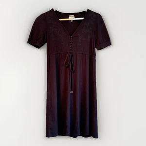 Vintage Hollister Embroidered Y2K Dress Size Small Black Drawstring Whimsigoth - Picture 1 of 9