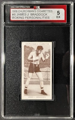1938 #6 Churchman's Cigarettes James J. Braddock Boxing Card KSA 5 EX Vtg - Image 1 of 4