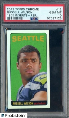 Topps 2012 cromo 1965 insertos refractor #12 Russell Wilson RC 39/99 PSA 10 Foto 1 de 2