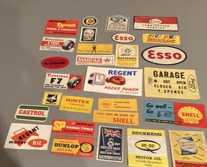28 X PAPER STICKERS ADVERTISING PETROL OIL TYRES MOTORING RELATED ITEMS ETC - Picture 1 of 3
