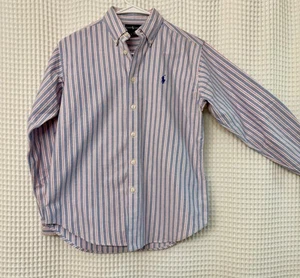 Ralph Lauren Boys Striped Blue Red Striped  Long Sleeve Shirt Size M12/14 - Picture 1 of 5