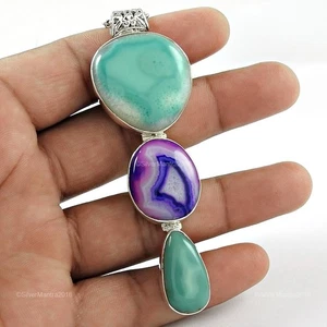 Pera Naturale Onice Argento Sterling Massiccio Wife Etnico Sorelle Gift Pendente - Foto 1 di 5