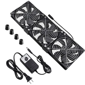 Ventilador de computadora doble bola 3 x 120 mm con enchufe de CA CC 12V ventiladores de flujo de aire grandes con 11... - Imagen 1 de 6