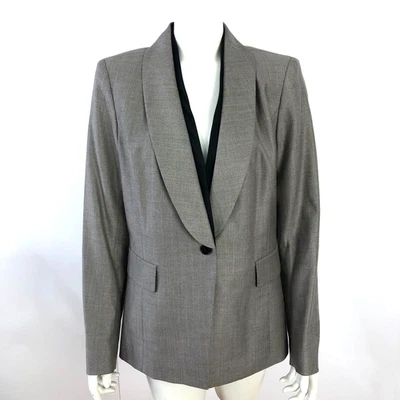 Jaqueta Blazer Lafayette 148 Feminina 10 Mescla de Lã Botão Único Marrom Cinza Estado Perfeito - Imagem 1 de 4