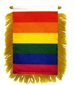1 doz Rainbow Gold Fringe Mini Banners LGBTQ Mini Pride Month Mini Flag Decor - Picture 1 of 3