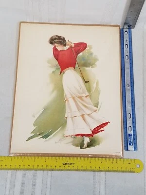 Impresión original Lady Golfer 1905 de Maud Stumm Pierce de Gray Litho Co Nueva York Foto 1 de 2