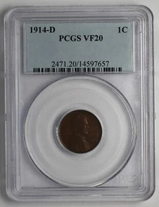 1914 D Lincoln Cent PCGS VF20 - Picture 1 of 5