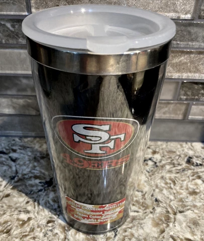 SAN FRANCISCO 49ers 16oz STAINLESS STEEL & PLASTIC COLOR CHAGE TUMBLER WITH LID Cover