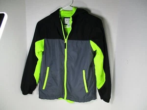 Childrens Place Hooded Jacket Kids Youth Size Large 10/12, Black Gray Neon - Picture 1 of 7