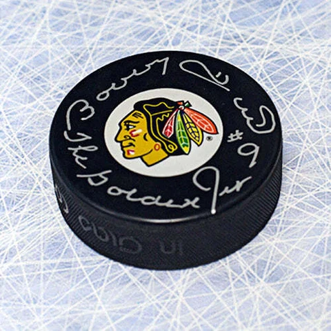 Bobby Hull Chicago Black Hawks Autographed Hockey Puck Inscribed The Golden Jet Cover