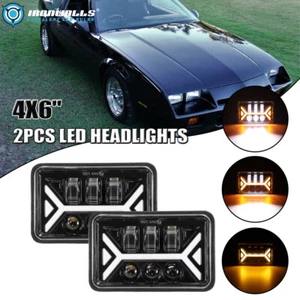 Faro LED cuadrado 2X 4x6 pulgadas Hi-Lo DRL señal de giro haz sellado coche camión SUV - Imagen 1 de 12