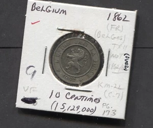 1862-Belgium-VF/10 Centimes - Picture 1 of 2