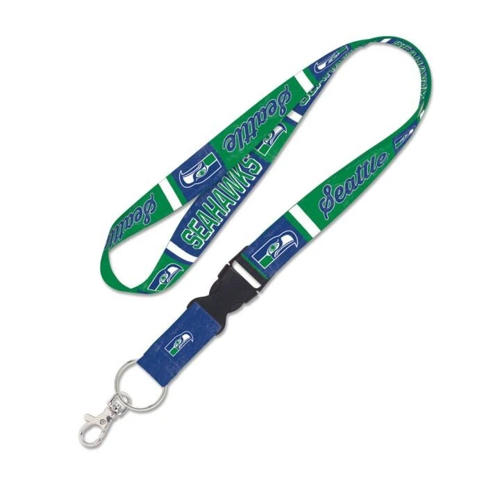 SEATTLE SEAHAWKS VINTAGE STYLE KEYCHAIN LANYARD DETACH BUCKLE 1" WIDE 22" LONG - Image 1 of 1