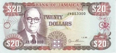 Jamaique 1995 billet de 20 Dollars pick 72e neuf UNC Uncirculated - Photo 1/2