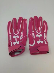 New Under Armour Men's Pink/White WR Football Gloves - Picture 1 of 3