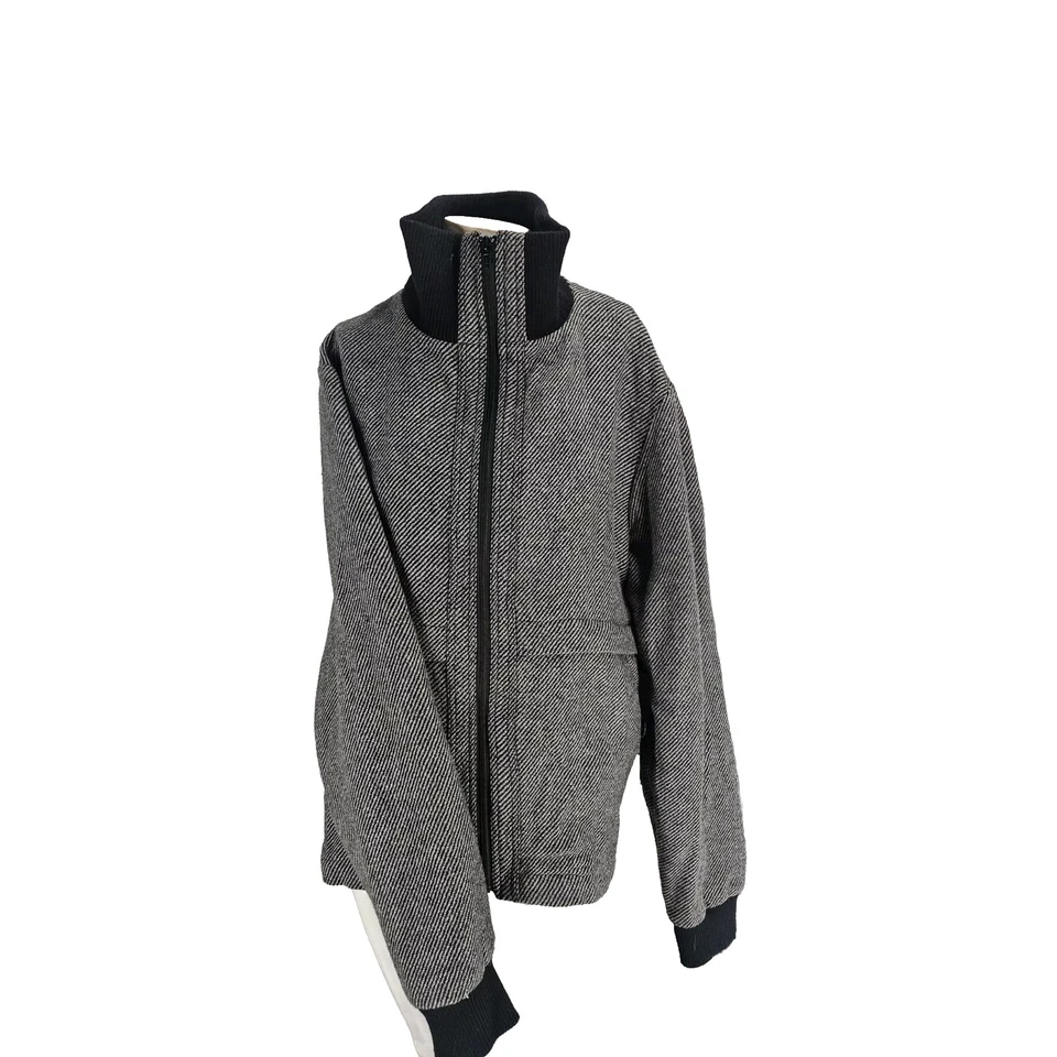 Abrigo para hombre NSF grande gris espiga mezcla de lana cremallera completa simulado Foto 1 de 4