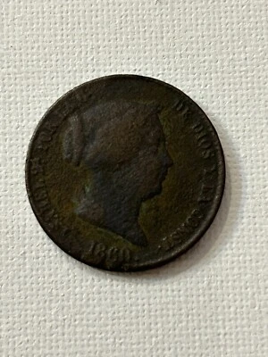 Spain 1860 25 CENTIMOS de Real Isabel II KM # 615.2 - Image 1 of 2