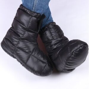 Women Men Duck Down Socks Slippers Ankle Boots Thermal Indoor Winter Warm Black