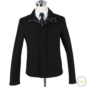 NWT Emporio Armani Black Wool Sherpa Lined Covered Placket Jacket 40US