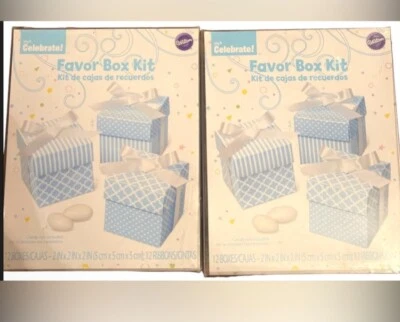 24~Wilton Celebrate 2" Blue Party Favor Box Kits With Ribbons - Image 1 of 4
