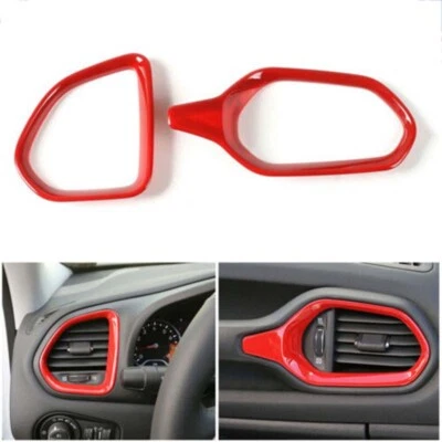 For 2015-2020 Jeep Renegade Red Interior Side Console Air Vent Outlet Trim 2pcs Foto 1 de 4