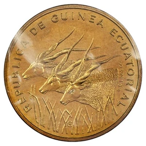 Guinée équatoriale - 5 francos 1985 ESSAI bronze-aluminium - scellé FDC - KM.E8 - Imagen 1 de 2