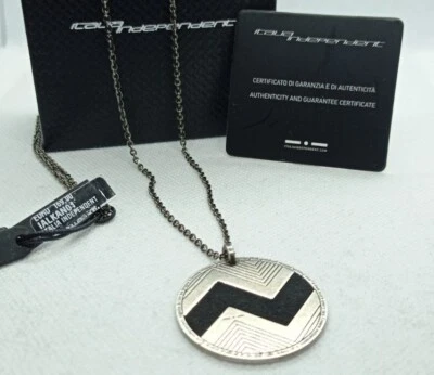 COLLANA  ITALIA INDEPENDEN  DONNA ARGENTO 925 E TESSUTO,LUNGA 90Cm MADE IN ITALY - Immagine 1 di 4