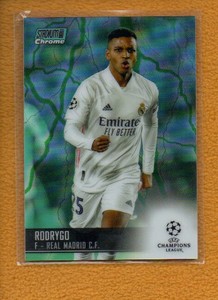 Rodrygo 2020-21 Topps Stadium Club Chrome UEFA Aqua Green Electric #73 /150