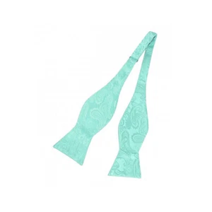 New Brand Q Men's micro fiber formal Self-tied Bow tie only Aqua paisley - Picture 1 of 3