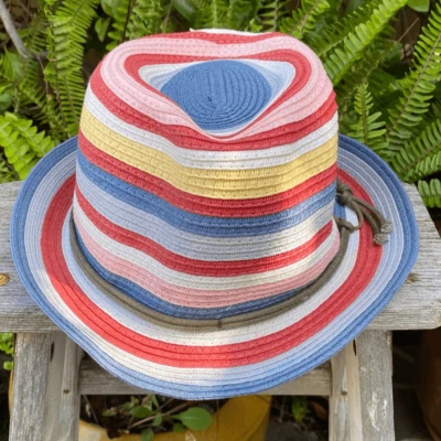 Peter Grimm Mutli Colored Pink/Blue/Yellow Striped Packable Fedora Sun Hat OS - Изображение 1 из 4
