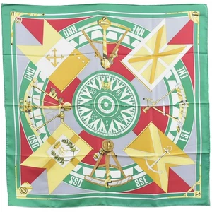 HERMES 100% Silk Carre 90 Scarf SEXTANTS Green - Picture 1 of 15