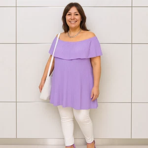 ROCKTHOSECURVES WOMENS BLOUSE PLUS SIZE CRINKLED LONG OFF SHOULDER TOP PLUS SIZE - Picture 1 of 20