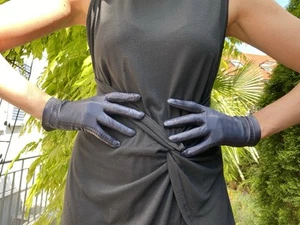 Elegante Lederhandschuhe Damen dunkelblau 7 - Bild 1 von 8