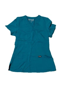 NWT - Grey's Anatomy Women's 3-Pocket Mock Wrap Scrub Top Teal XS 4153 - Picture 1 of 3