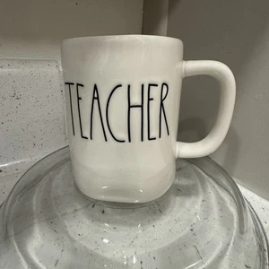Rae Dunn TEACHER Artisan Collection Kaffeebecher von Magenta Elfenbein NEU - Bild 1 von 2