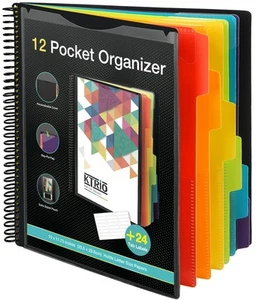 12 Pocket Poly Project Organizer, Spiral Binder Organizer Multi Pocket Folder... - Picture 1 of 9