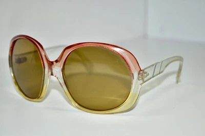 Винтажные женские солнцезащитные очки-бабочки 70-х Франция прозрачные/желтые/розовые коричневые/стеклянные OS - Изображение 1 из 4