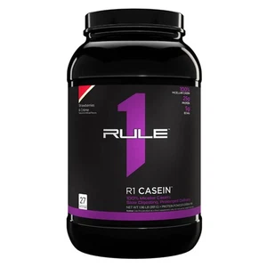 RULE 1 Casein 27 serv Strawberries Creme 100% Micellar Casein 1.96lb - Picture 1 of 4