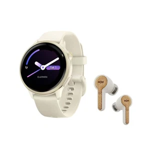Garmin vivoactive 6 GPS Smartwatch (Lunar Gold/Bone Band) with Wireless Earbud - Picture 1 of 10