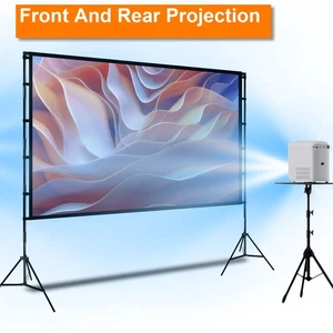 120" Projector Screen with Stand 4K HD 16:9 Home Cinema Portable Movie Screen - Picture 1 of 31
