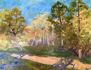 Oil Painting Forest Smell P. Tovpev Unframed Original Home Decor Art nAAA3394 - Picture 1 of 14
