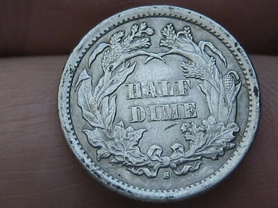 1872 S Seated Liberty Half Dime- MM Below Bow- V4, Micro S, Very Small S, RARE - Image 1 of 4