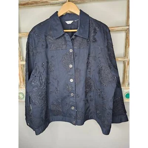 Laura Ashley Women's Navy Blue Jacket Size 1X - Picture 1 of 9