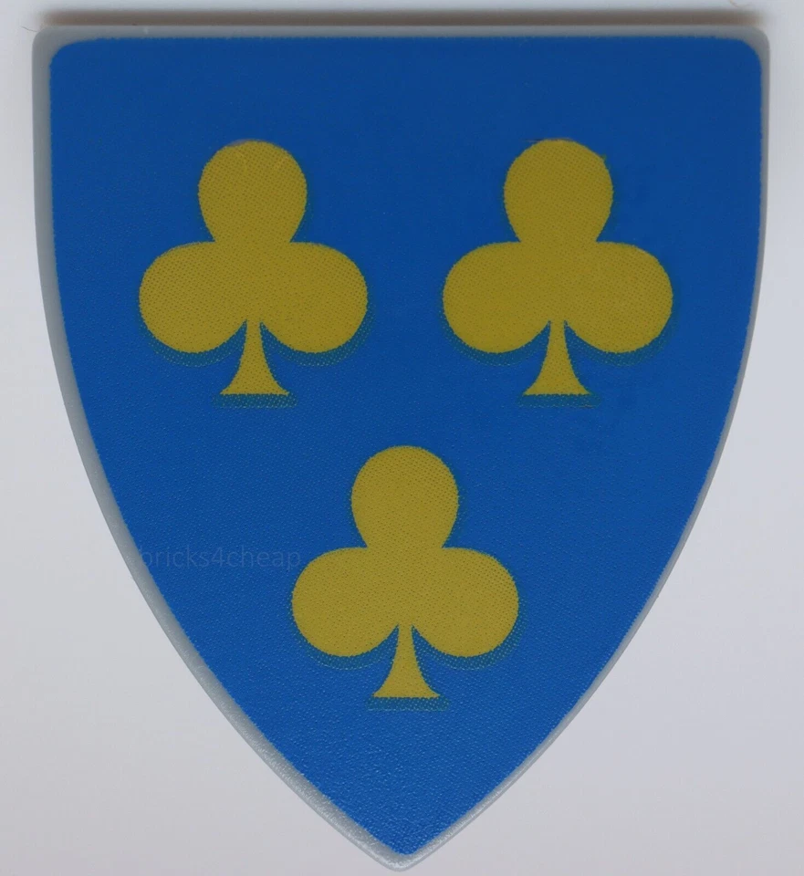Lego Castillo Minifigura Escudo Triangular 3 Trifolios Amarillos Sobre Fondo Azul Foto 1 de 1