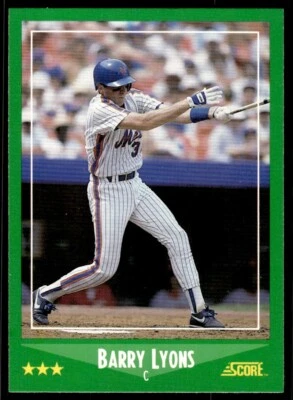 1988 Score Baseball Card Barry Lyons New York Mets #387 - Image 1 of 2