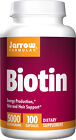 Jarrow Formulas Biotin 5000mcg, Energy Production, Skin and Hair Support, 100 Ca