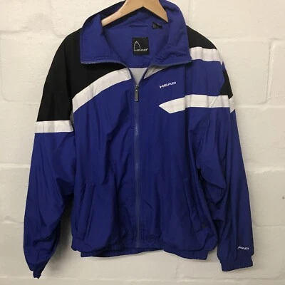 Chaqueta cortavientos vintage HEAD años 80 90 cremallera completa para hombre talla L pista tenis Foto 1 de 4