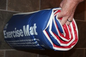 Vintage DP Double Sided Exercise Mat 72" x 24" Red Blue Exercises Printed on Mat - Picture 1 of 9