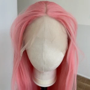 T Lace Frontal Wigs Synthetic Hair Heat Resistant Long Straight Peach Pink - Picture 1 of 9